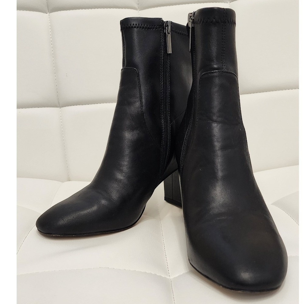 Abercrombie & Fitch Black Vegan Leather Boots Block Heel Womens 9